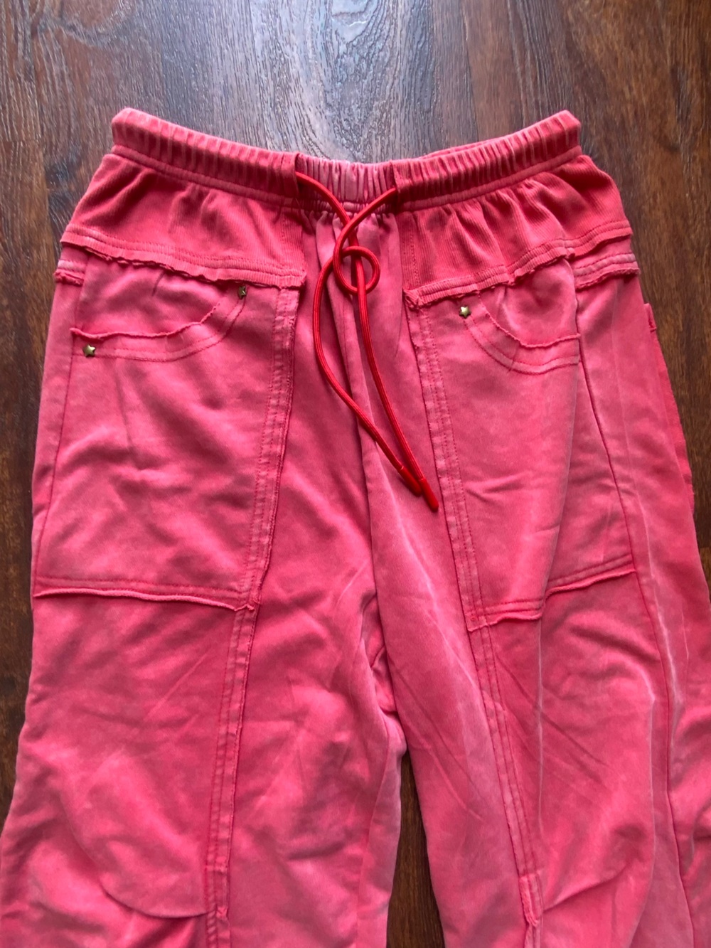 Wide-Leg Drawstring Boho Pants - Rose Red - Picture 11 of 11